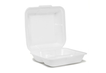Styrofoam box on white background