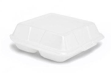 Styrofoam box on white background