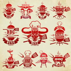Big set of vintage labels barbecue party