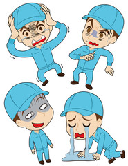 ショックな帽子の作業者セット(酪農イメージ)