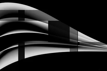 Foto auf Alu-Dibond Een abstract werk van vijf vellen papier in zwart wit © Hennie36