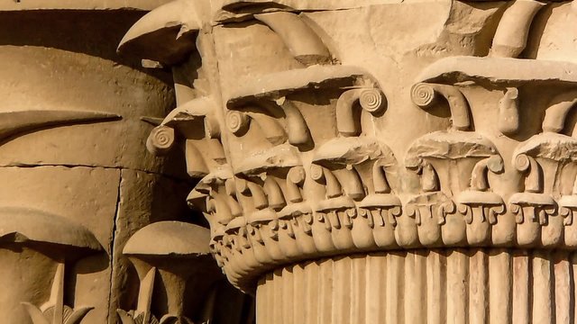Detail of columns capitals of Sobek Temple at Kom-Ombo (Egypt)