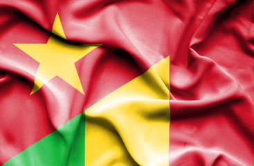 Waving flag of Mali and Vietnam