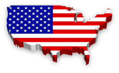 Vector 3D USA map flag