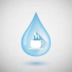 Long shadow water drop icon with a cup of coffee