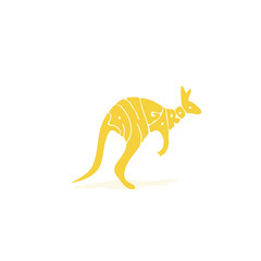 Illustration kangaroo painted the word 
