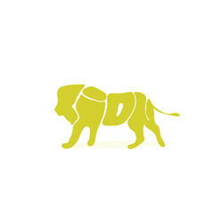 Illustration Lion painted the word 