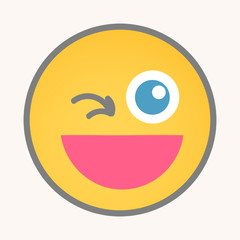 Wink - Cartoon Smiley Vector Face