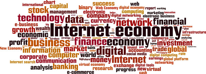 Internet economy word cloud concept. Vector illustration