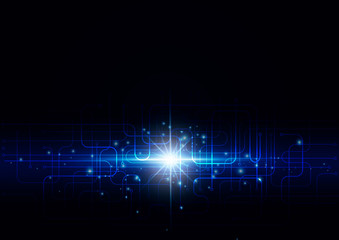 Abstract Technology with Bright Flare on a Dark Background
