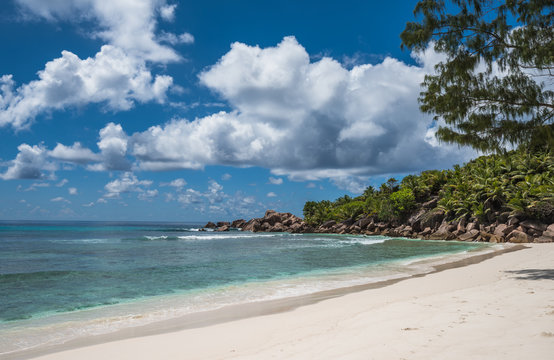 Anse Coco tropical beach, La Digue island, Seychelles © javarman