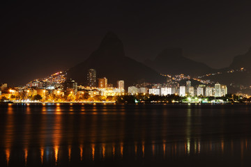 Night on Lagoon Rodrigo de Freitas (Lagoa), Rio de Janeiro