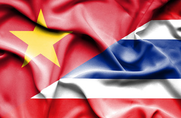 Waving flag of Thailand and Vietnam