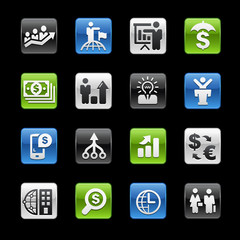 Finance and Business Strategies Glossy Buttons -- Gelbox Series