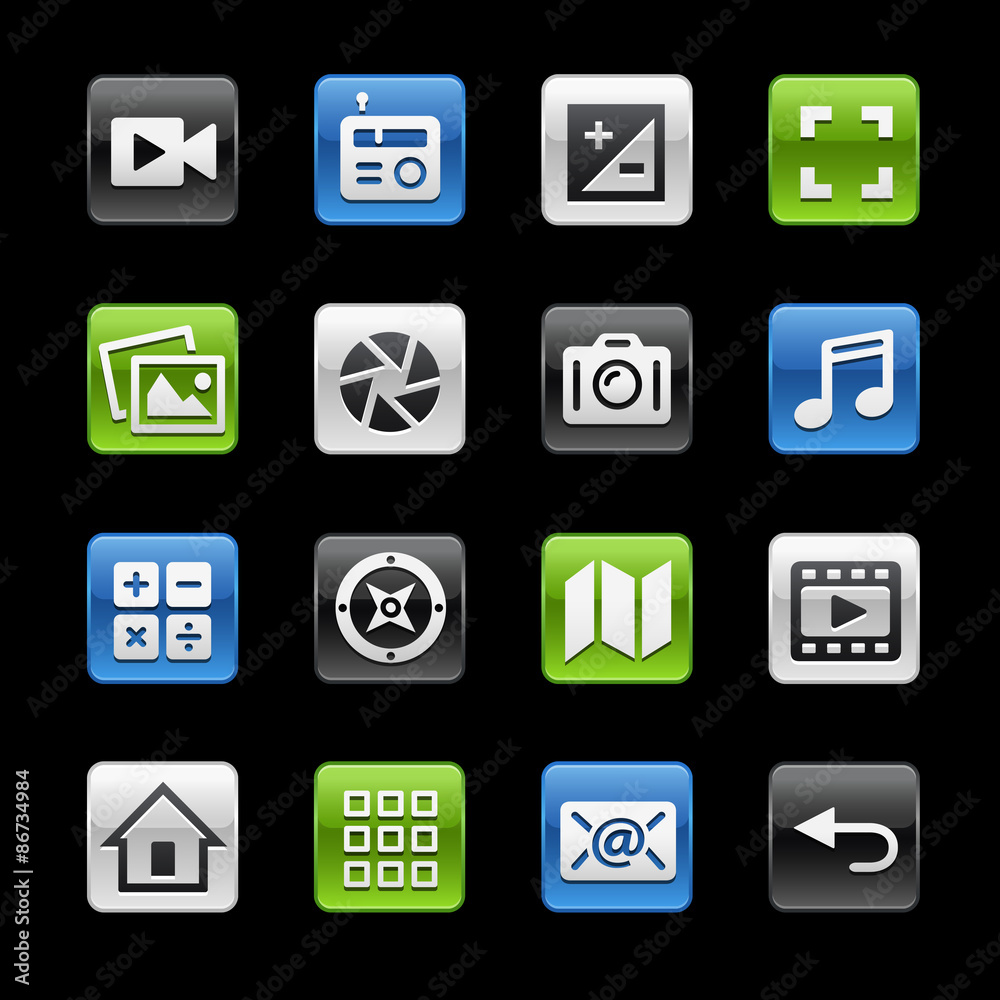 Poster media interface glossy buttons -- gelbox series