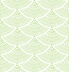Vector seamless background in the form of fish scales consisting of green stars. The fountain of the stars on white.