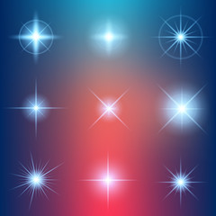 Creative concept Vector set of glow light effect stars bursts