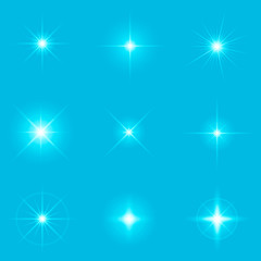 Creative concept Vector set of glow light effect stars bursts