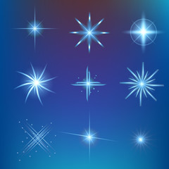 Creative concept Vector set of glow light effect stars bursts