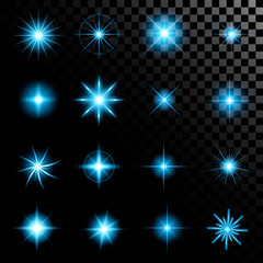 Creative concept Vector set of glow light effect stars bursts