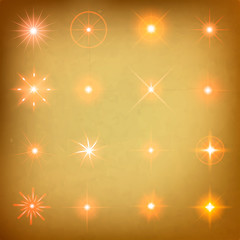 Creative concept Vector set of glow light effect stars bursts