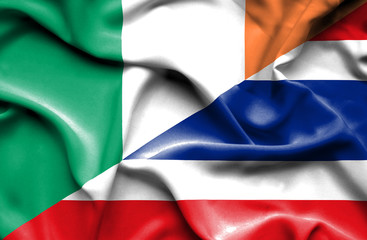 Fototapeta premium Waving flag of Thailand and Ireland