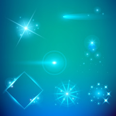 Creative concept Vector set of glow light effect stars bursts