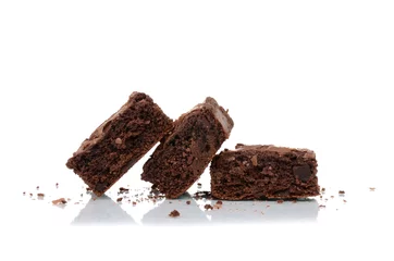 Foto op Plexiglas dessert brownies isolated on white background © Kimberly Reinick