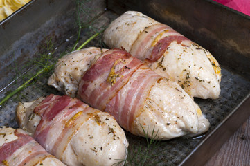 Chicken breast wrapped in ham