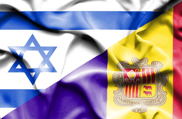 Waving flag of Andorra and Israel