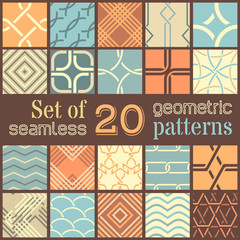 20 geometric seamless patterns set.
