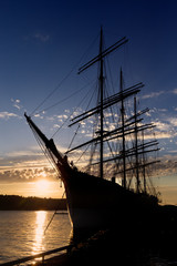 The museum ship Pommern is located in the western port of Mariehamn