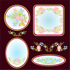 Decorative frames with floral pattern vector