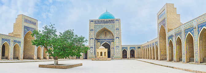 Panorama of the courtyard of medieval Kalyan Mosque, Poi Kalan complex, Bukhara, Uzbekistan  © efesenko