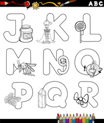 cartoon alphabet for coloring book