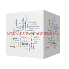 Medicare Advantage 3D cube Word Cloud Concept