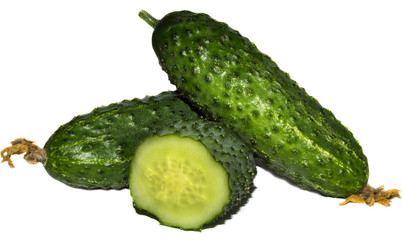 fresh cucumbers isolated on white background