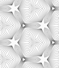 Slim gray hatched trefoils forming stars