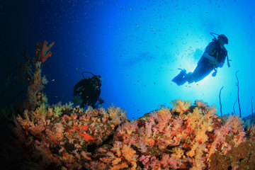 Plongée sous-marine sur les récifs coralliens sous l& 39 eau