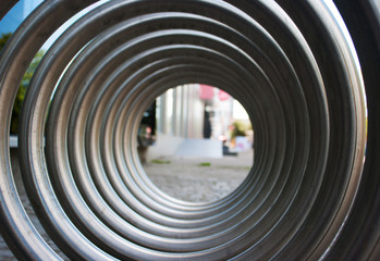 front view of large metal spiral