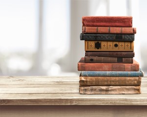 Books, old, stacked.