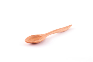 Wooden spoon and Wooden fork isolated on white background.