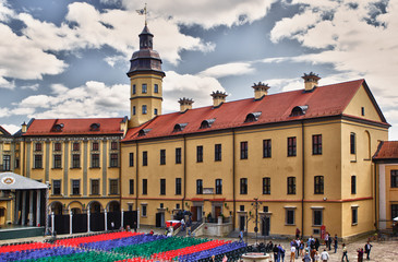 View on the main square of the Niasvizh castle in Belarus