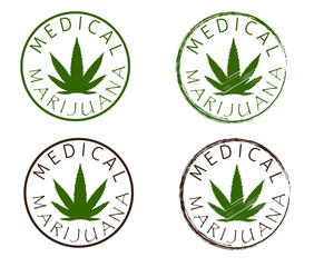 Medical marijuana emblems. Cannabis leaf silhouette.