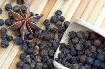 Spices. Spice in Wooden spoon. Herbs.