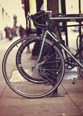 Fototapeta na wymiar Vintage Bicycles parked in the street