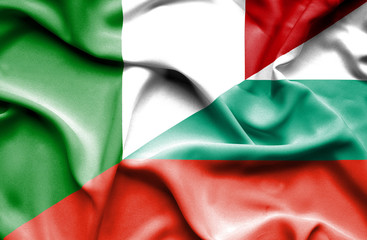 Waving flag of Bulgaria and Italy