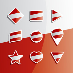 Austria flag ribbon icons set