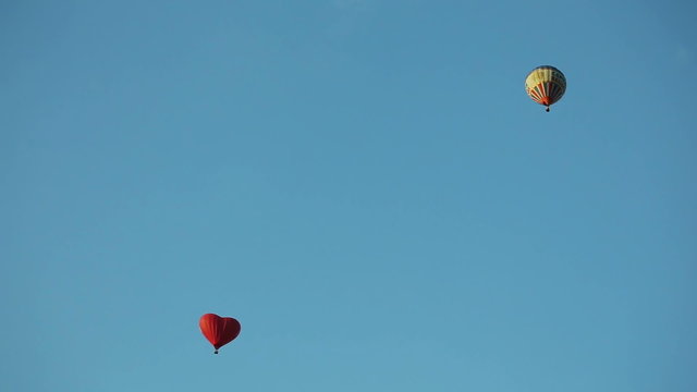 hot air balloons in the blue sky aerostats