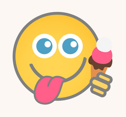 Ice Cream - Cartoon Smiley Vector Face
